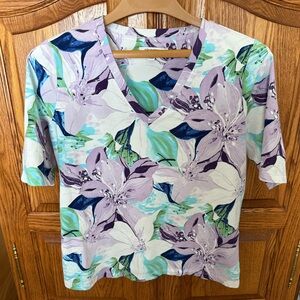 Chico’s Lily Print V-Neck Perfect Tee